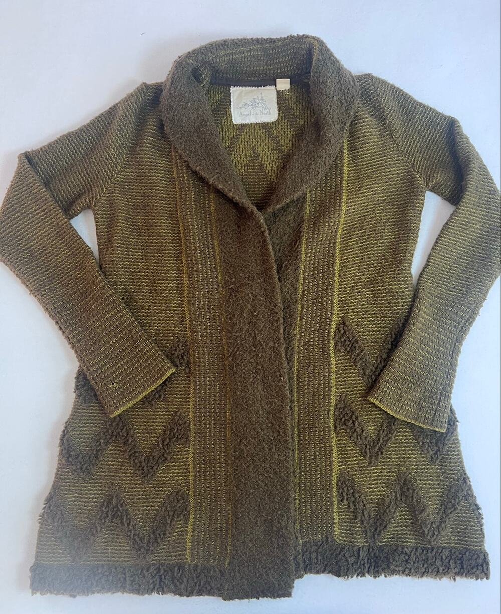 Anthropologie Angel of the North Womens S Wool Cardigan Green Boho